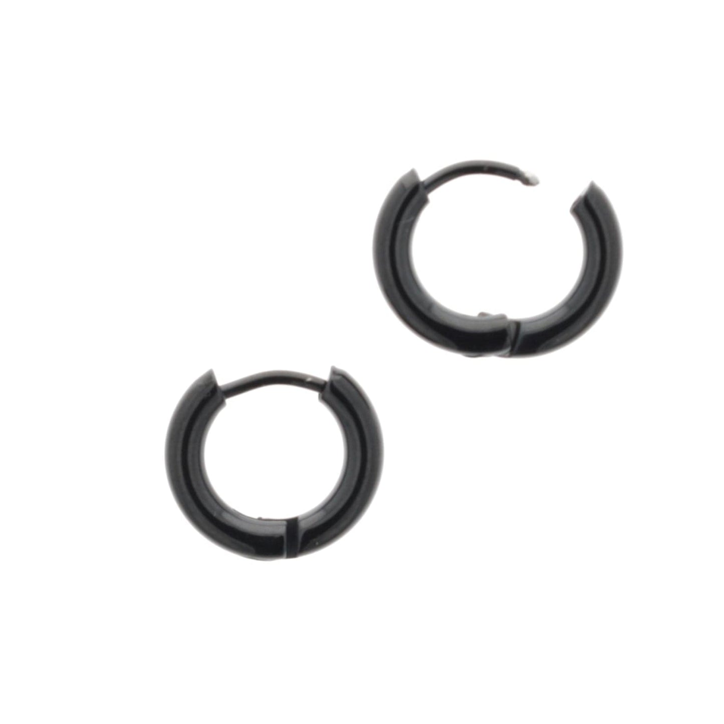 13mm Stainless Steel Hoop Earrings (Black)