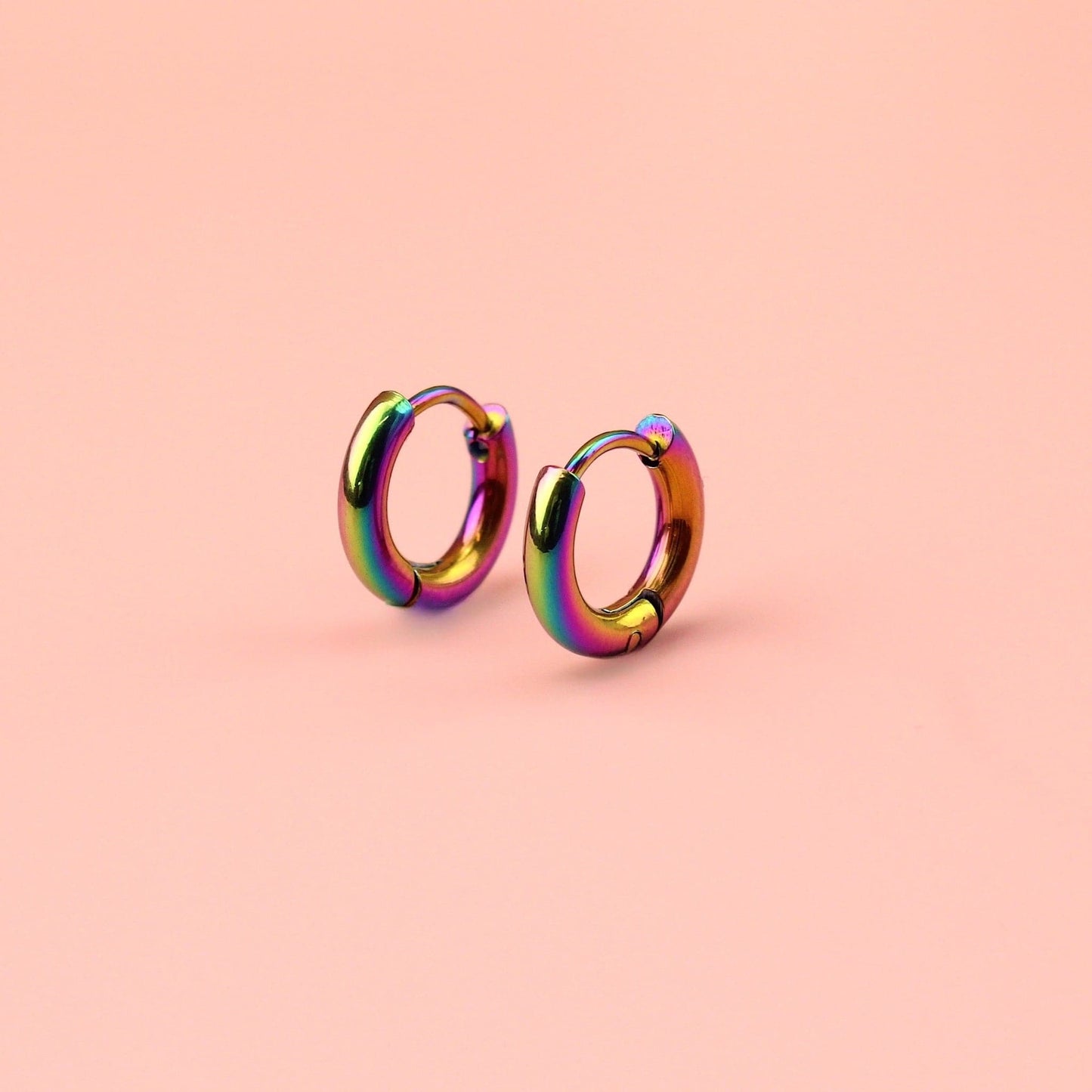 13mm Stainless Steel Hoop Earrings (Rainbow)