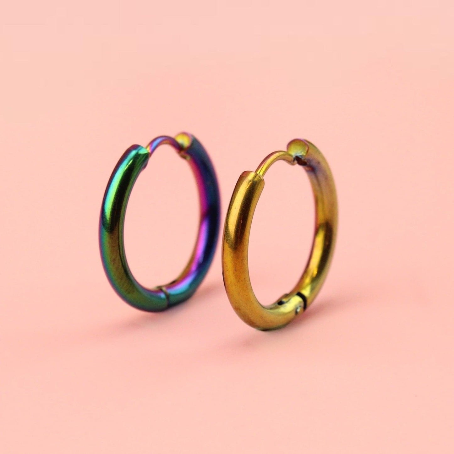 17mm Stainless Steel Hoop Earrings (Rainbow)