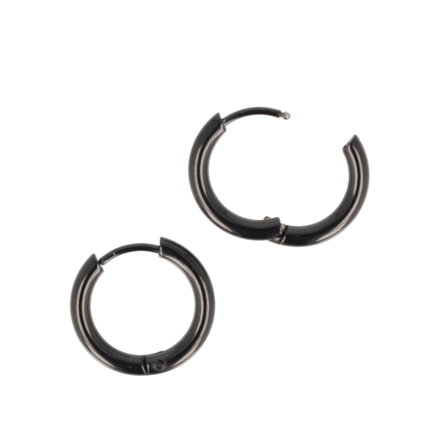 17mm Stainless Steel Hoop Earrings (Black)