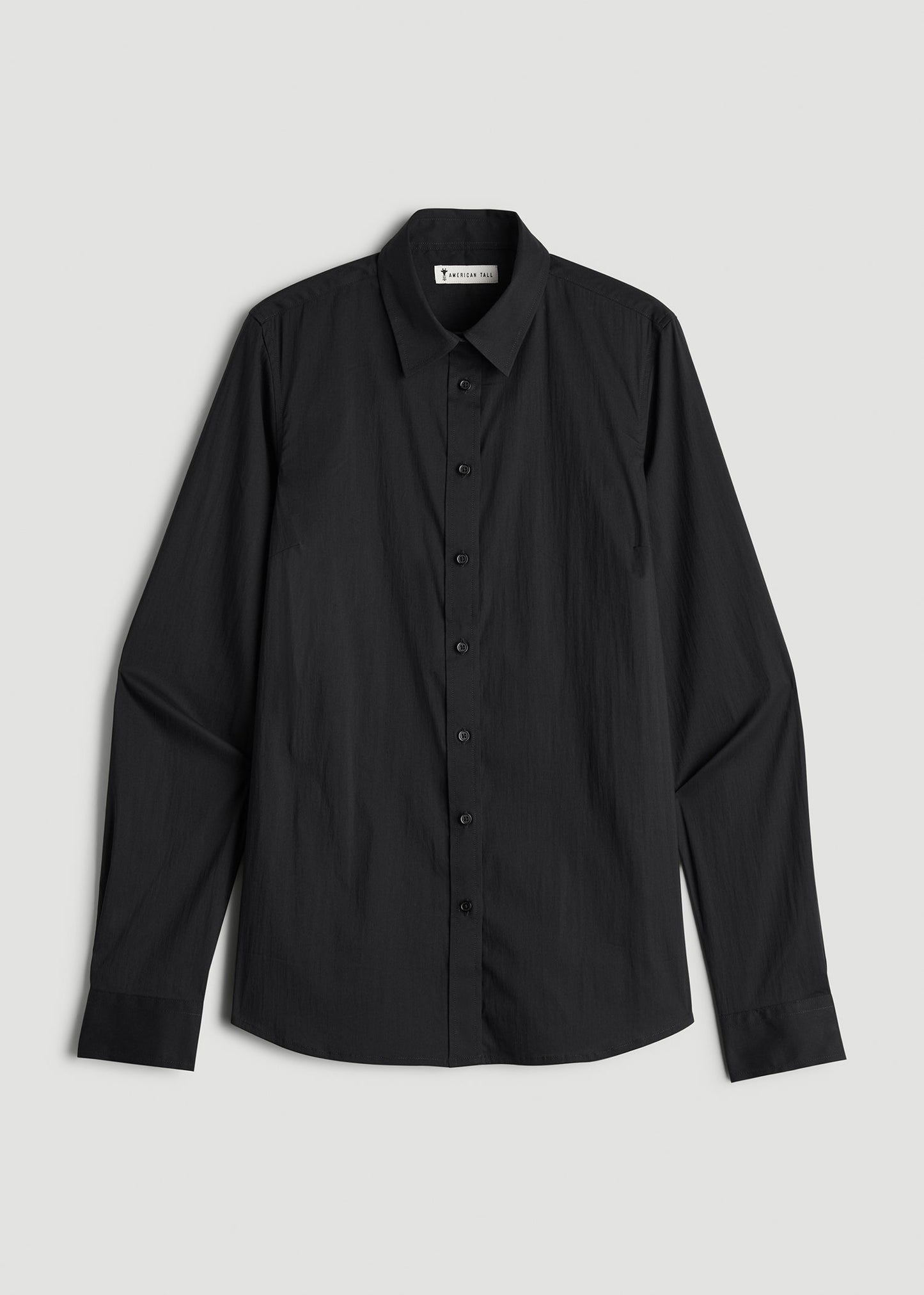 Slim Fit Button Up Shirt for Tall Women in Black
