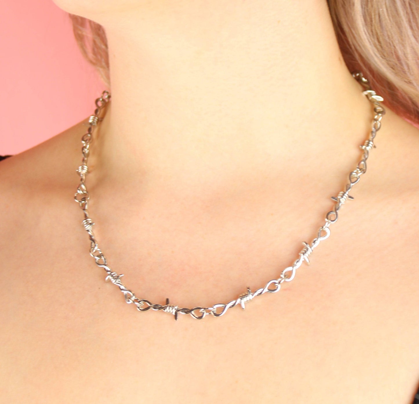 20 Inch Thin Barbed Wire Necklace