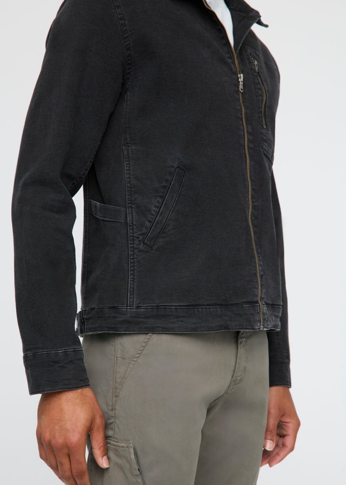 Stretch Canvas Utility Jacket - Black