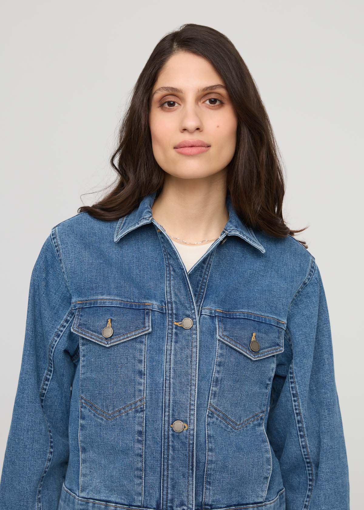 Midweight Denim Pleated Jacket - Vintage Wash