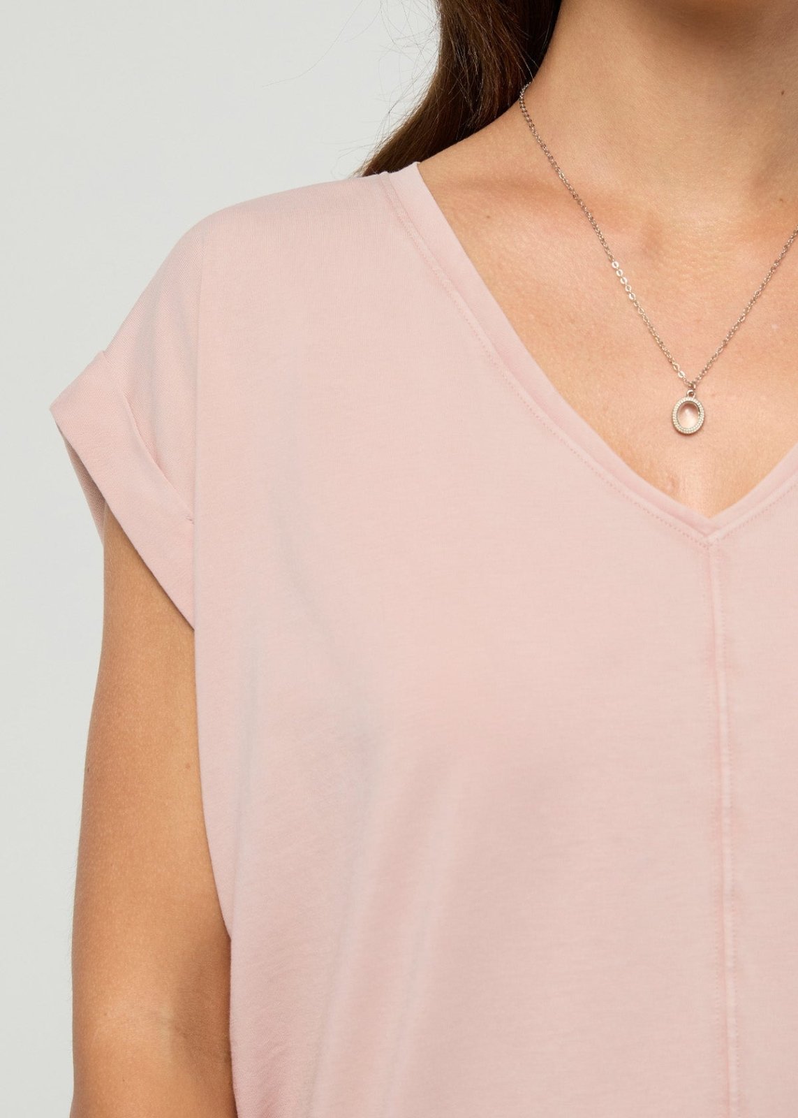 PurePima Dolman V-Neck - Washed Soft Rose