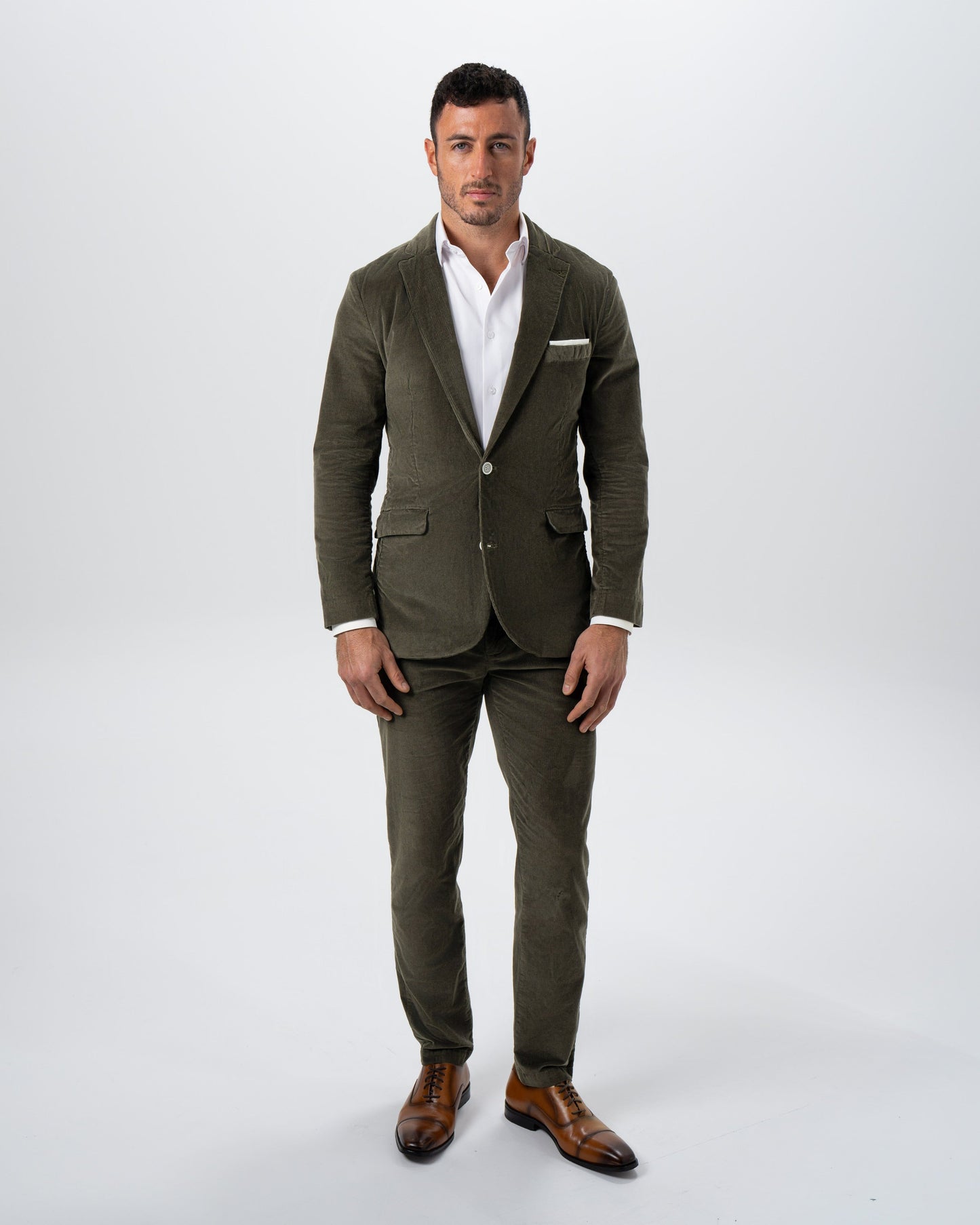 Corduroy Flat Front Waistband Pant - Dark Olive