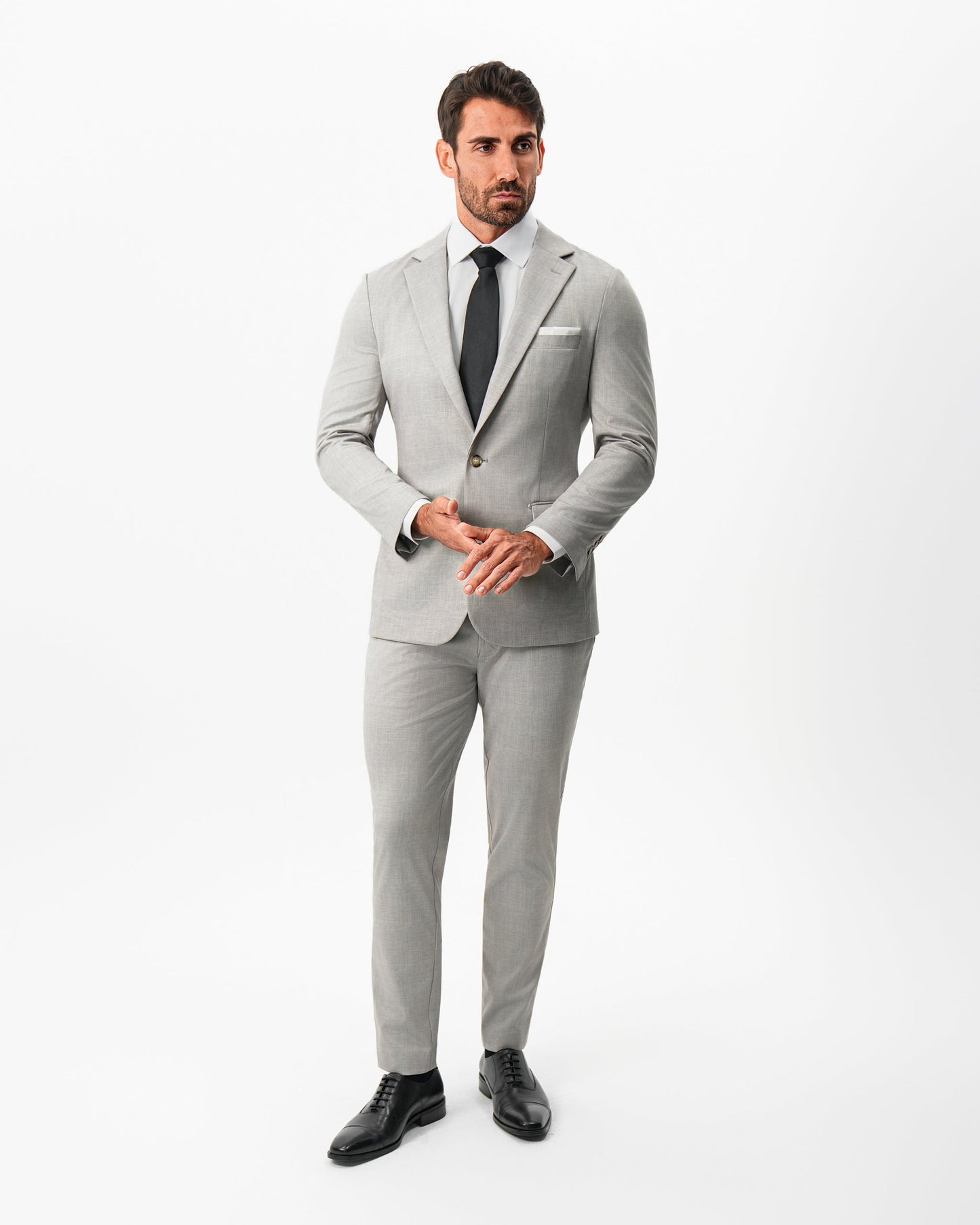 Athletic Fit Stretch Suit - Unstructured Stone Crosshatch