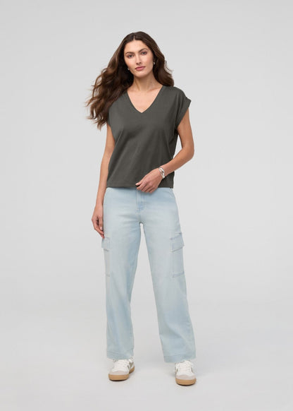 PurePima Dolman V-Neck - Evergreen
