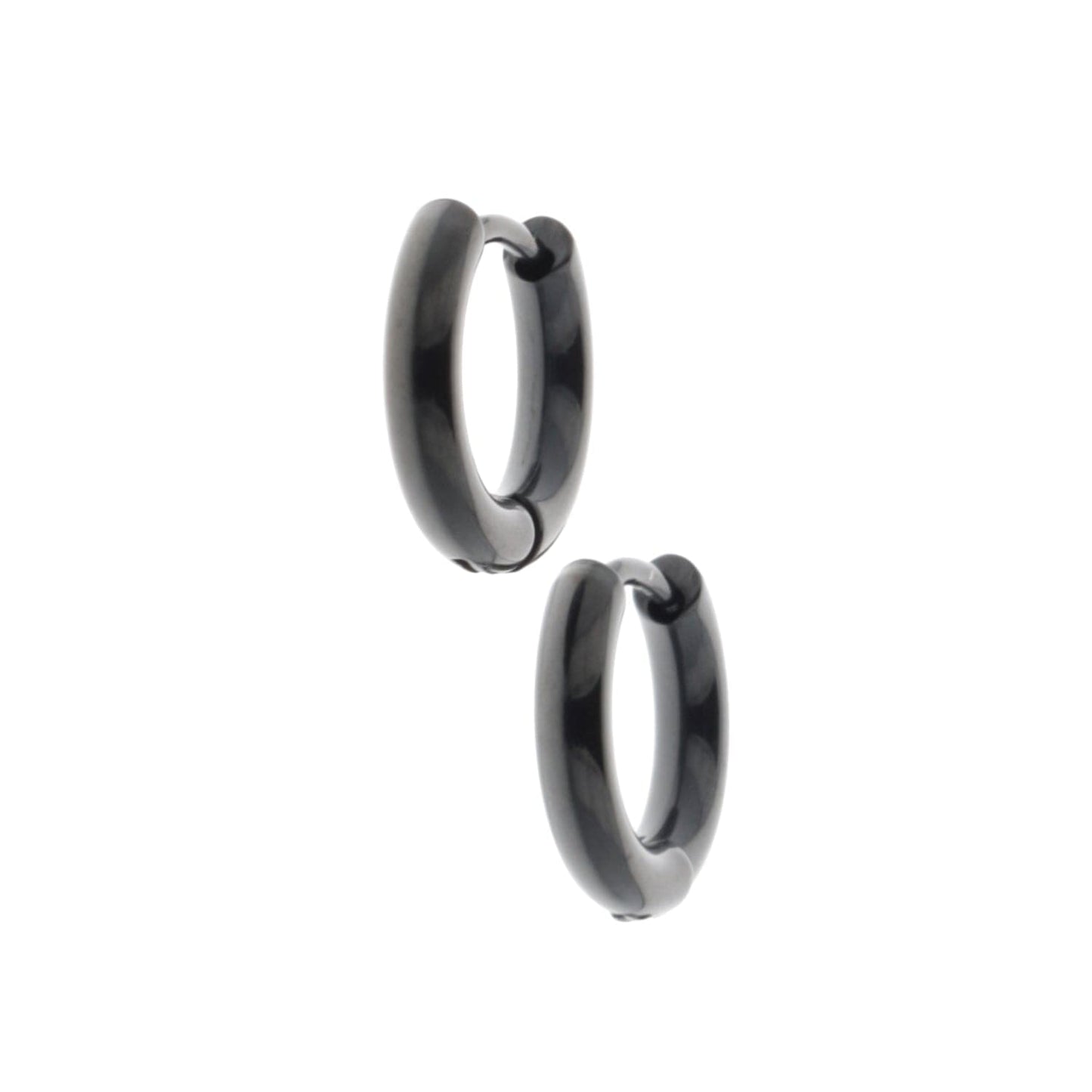 13mm Stainless Steel Hoop Earrings (Black)