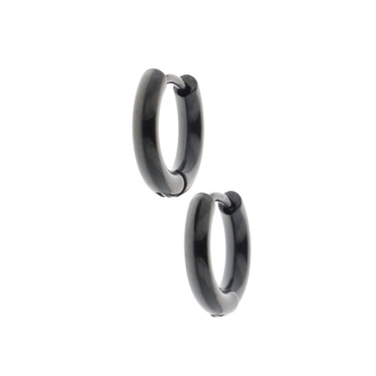 13mm Stainless Steel Hoop Earrings (Black)