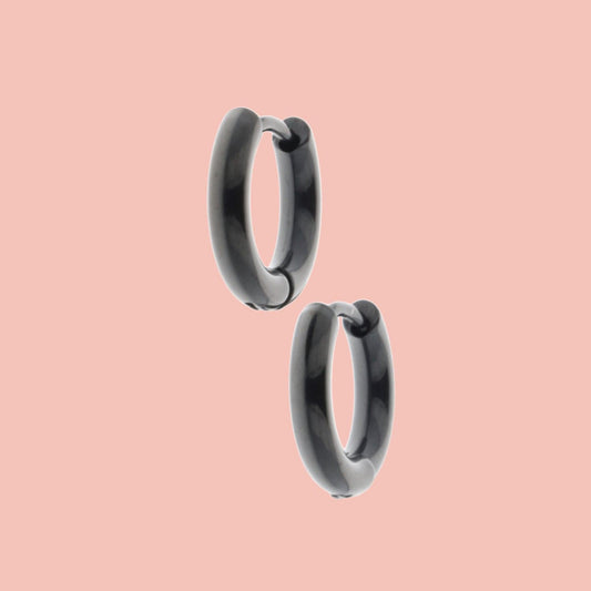 13mm Stainless Steel Hoop Earrings (Black)