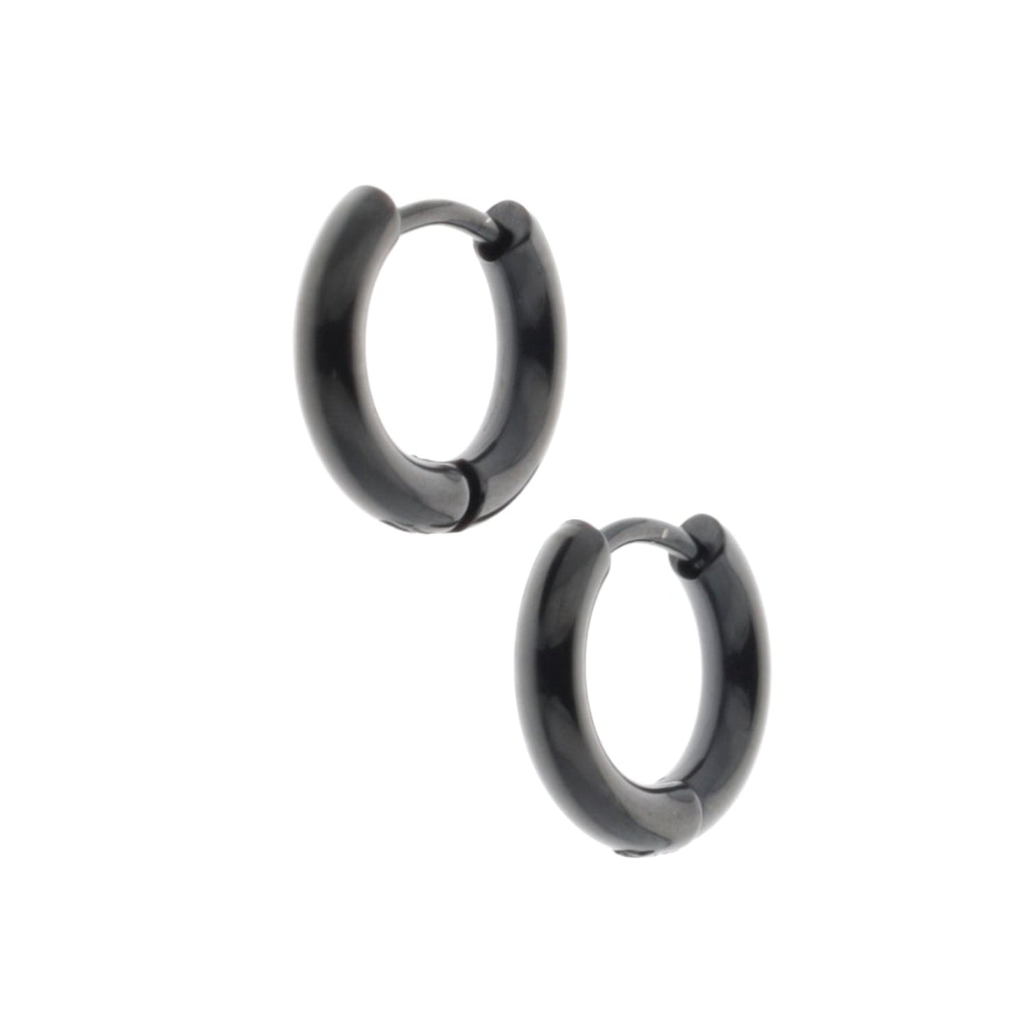 13mm Stainless Steel Hoop Earrings (Black)