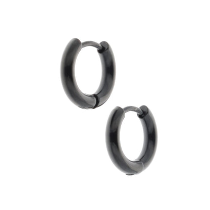13mm Stainless Steel Hoop Earrings (Black)