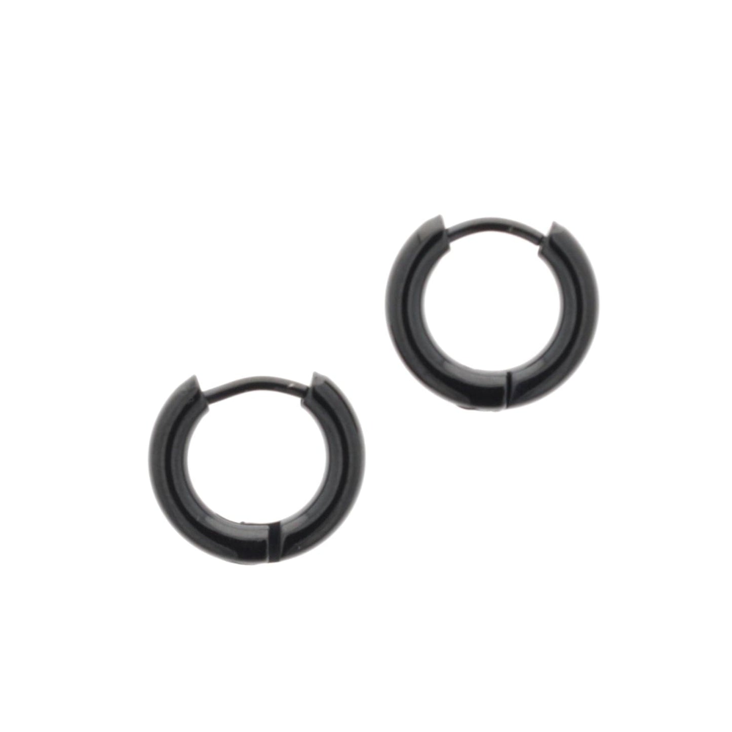 13mm Stainless Steel Hoop Earrings (Black)