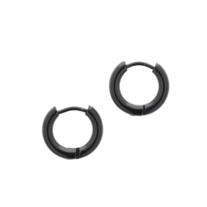 13mm Stainless Steel Hoop Earrings (Black)