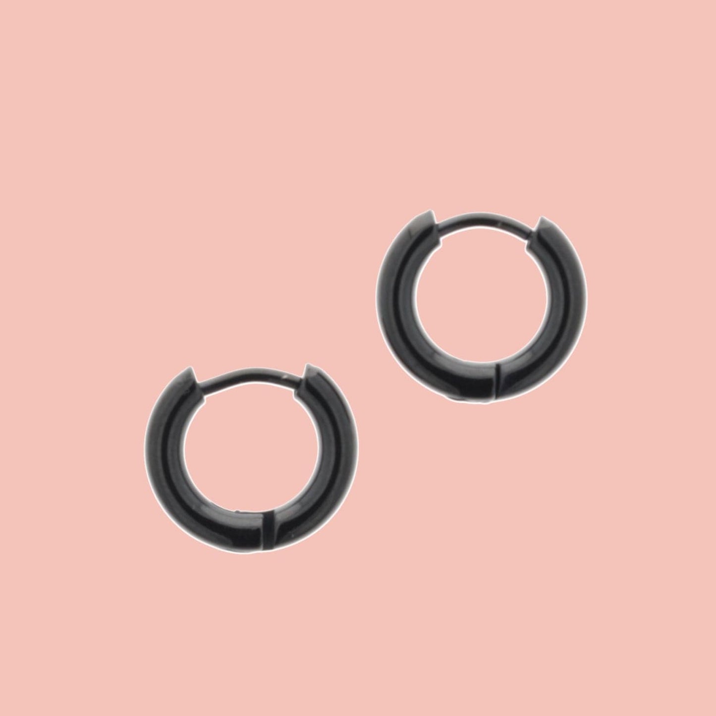 13mm Stainless Steel Hoop Earrings (Black)