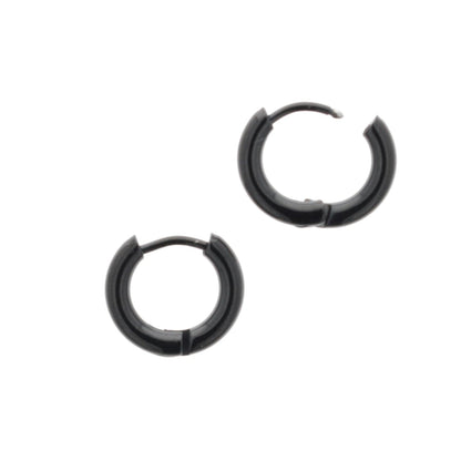 13mm Stainless Steel Hoop Earrings (Black)
