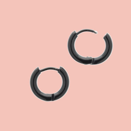 13mm Stainless Steel Hoop Earrings (Black)