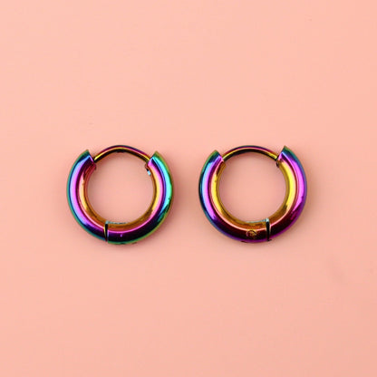 13mm Stainless Steel Hoop Earrings (Rainbow)