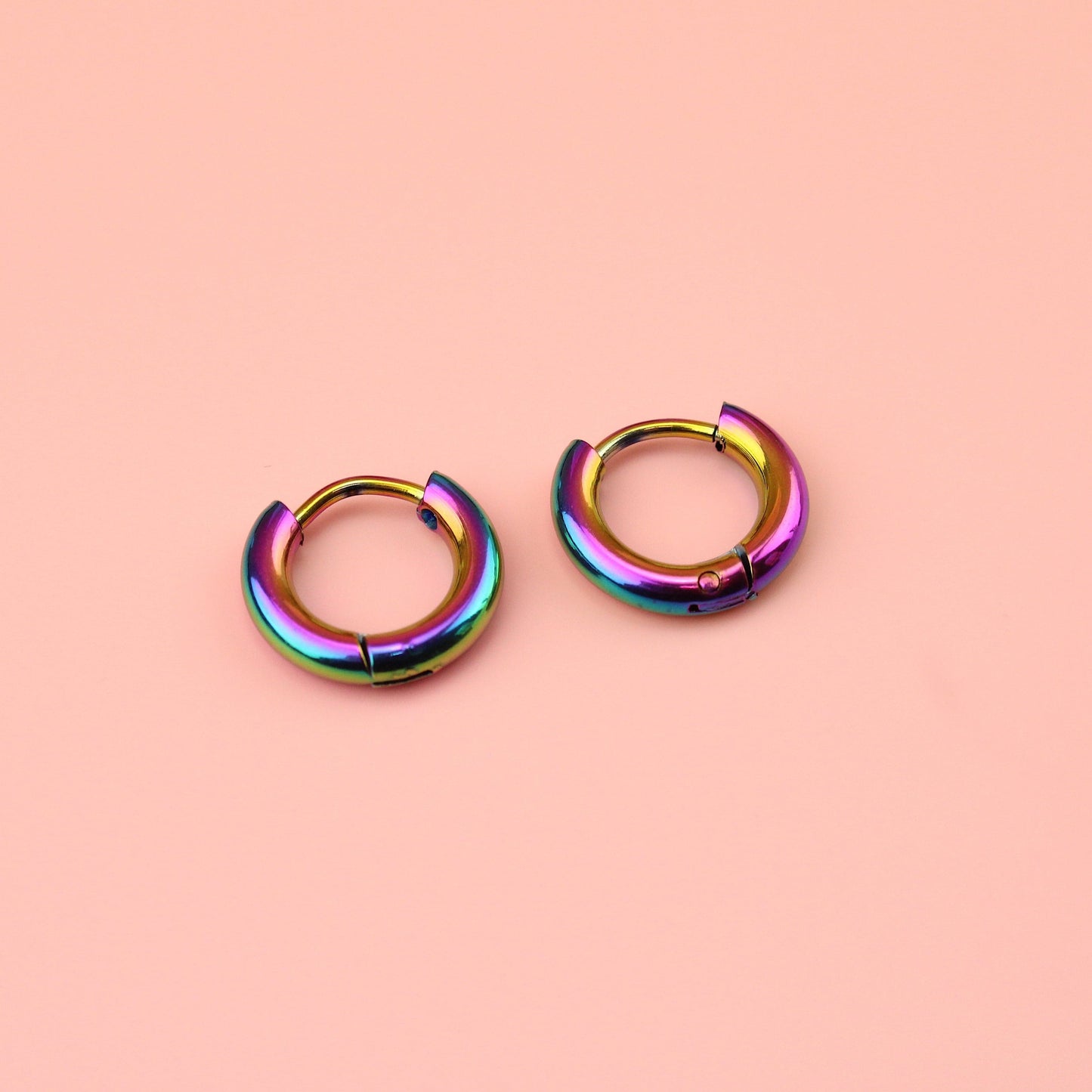 13mm Stainless Steel Hoop Earrings (Rainbow)