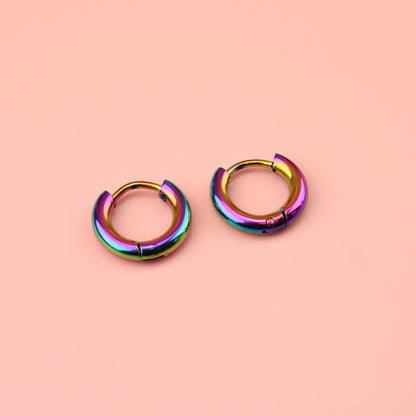 13mm Stainless Steel Hoop Earrings (Rainbow)