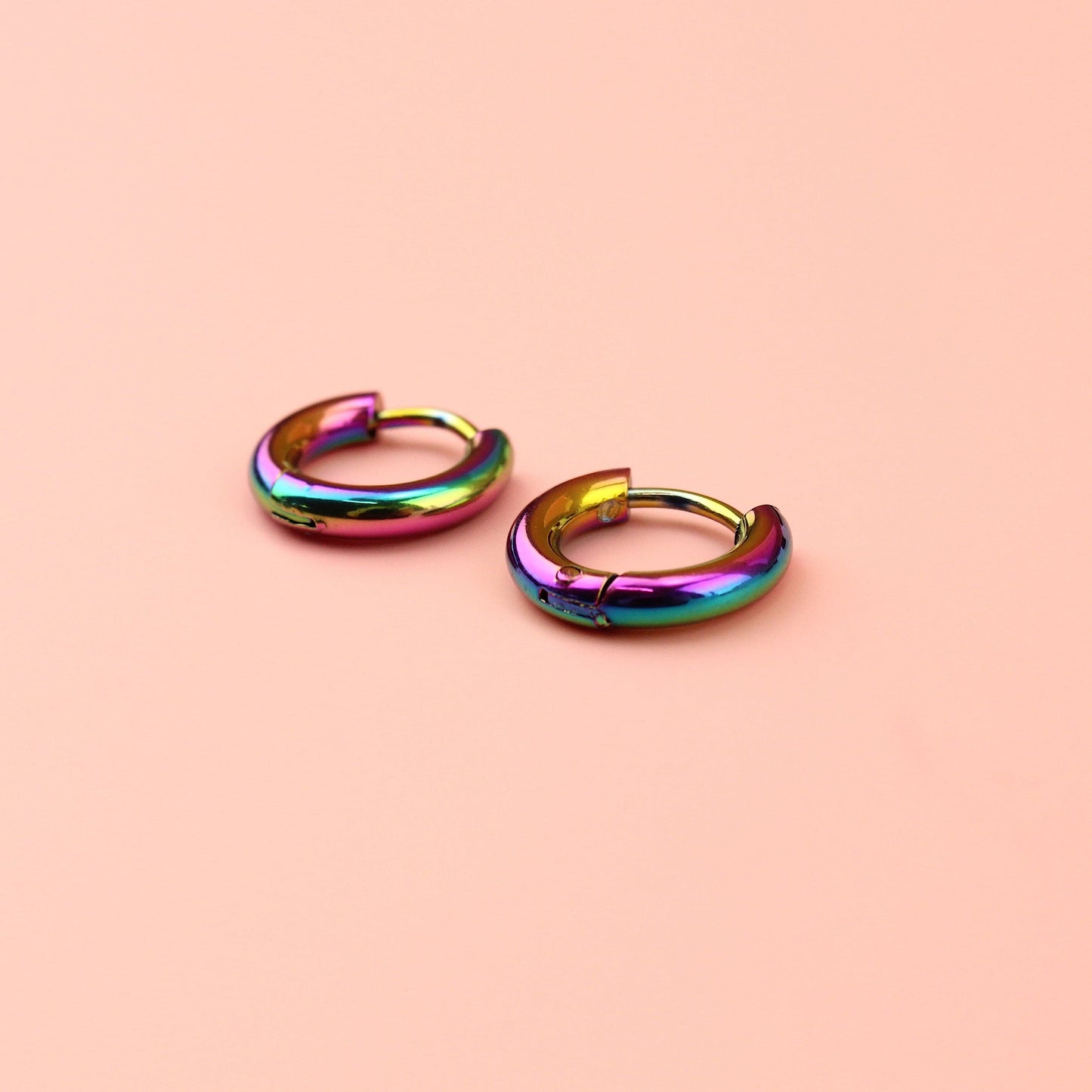 13mm Stainless Steel Hoop Earrings (Rainbow)