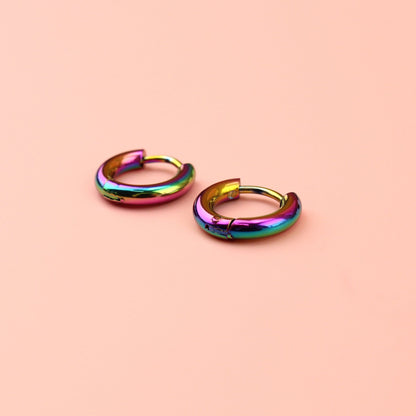 13mm Stainless Steel Hoop Earrings (Rainbow)