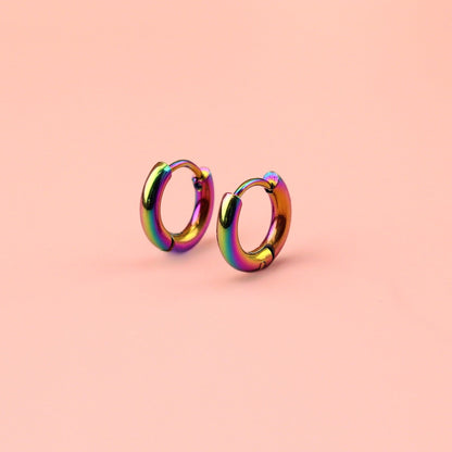 13mm Stainless Steel Hoop Earrings (Rainbow)