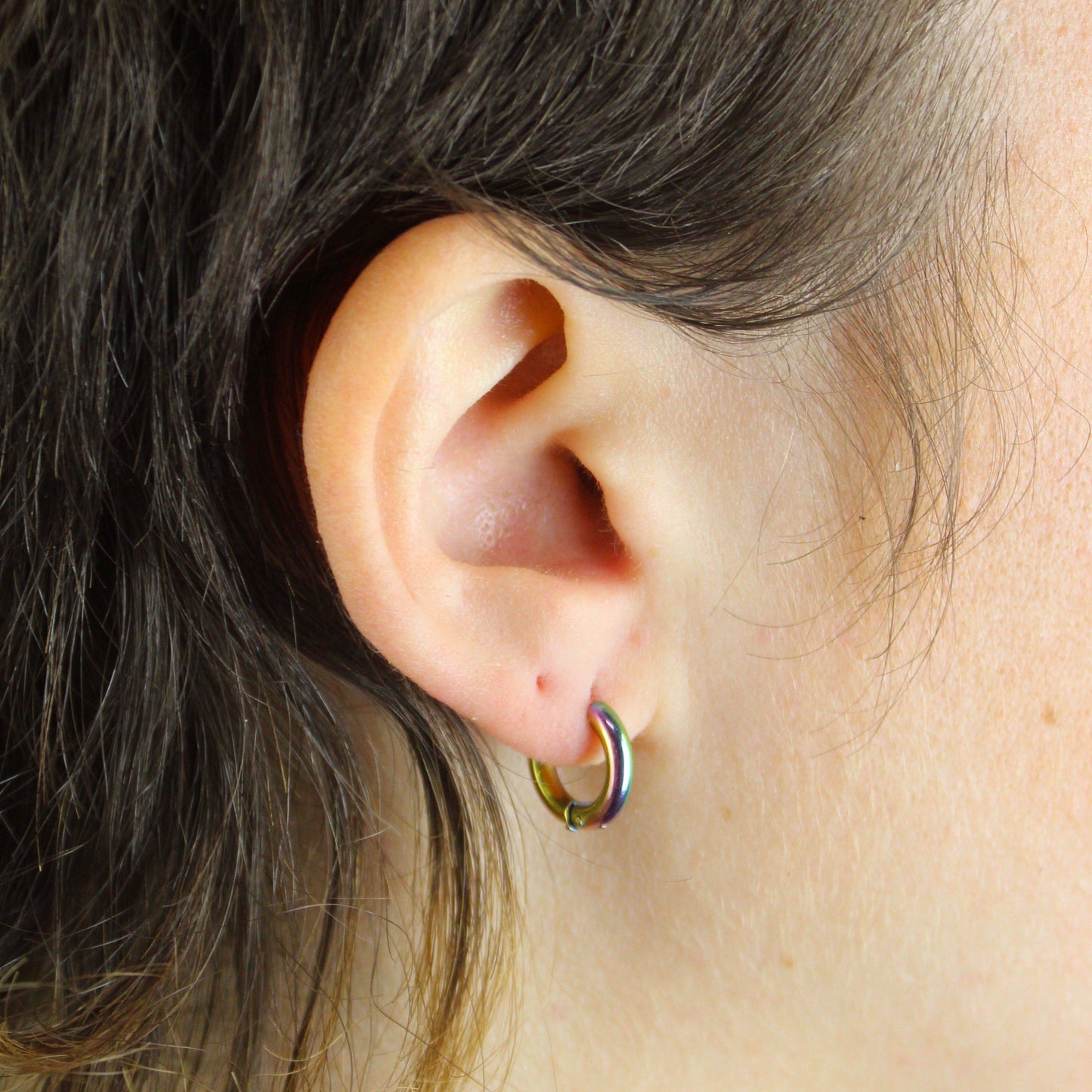 13mm Stainless Steel Hoop Earrings (Rainbow)