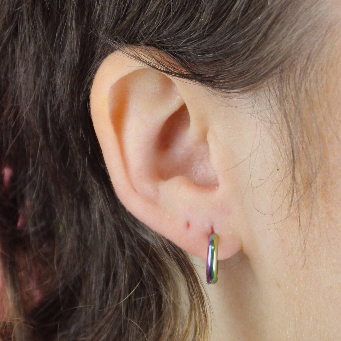 13mm Stainless Steel Hoop Earrings (Rainbow)