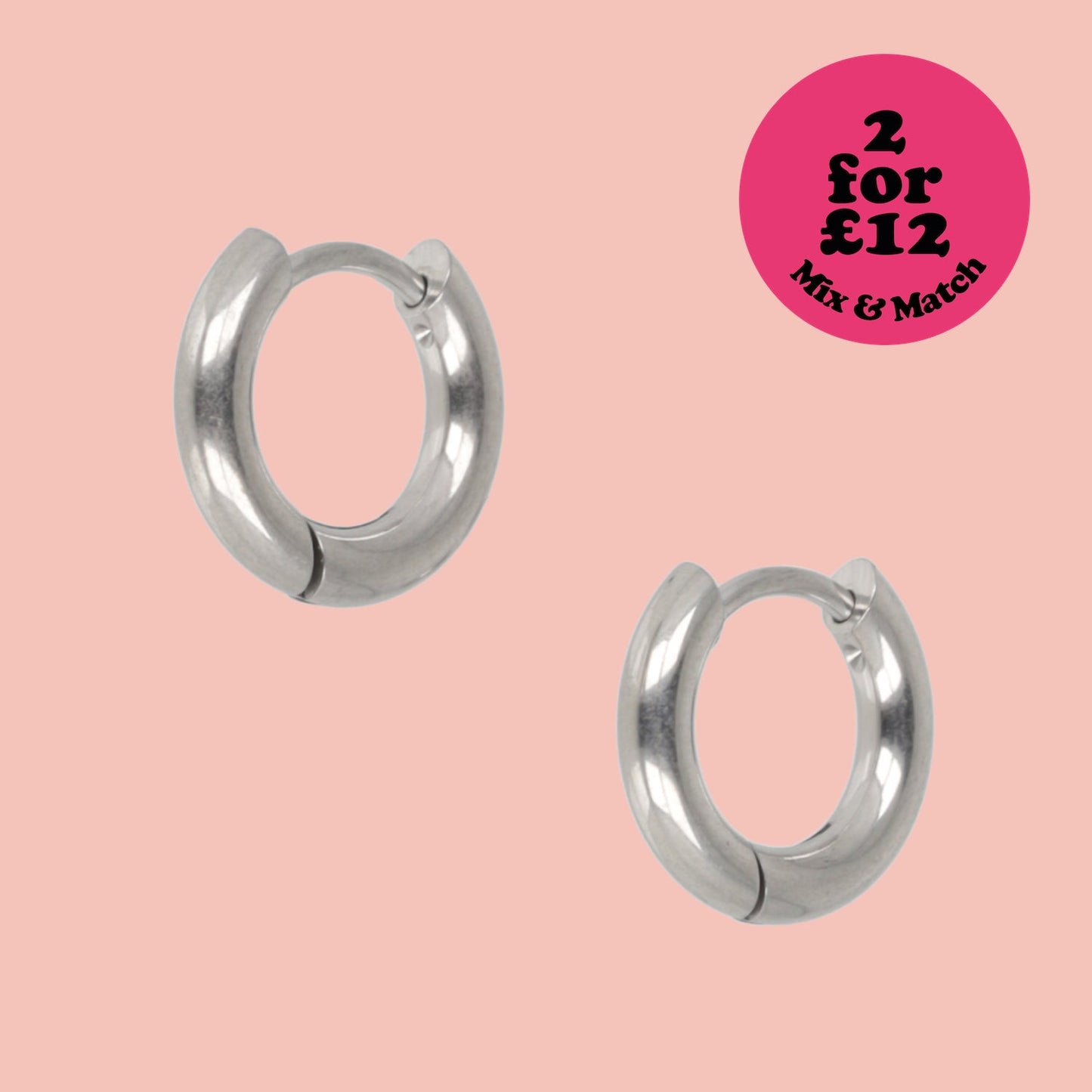 13mm Stainless Steel Hoop Earrings