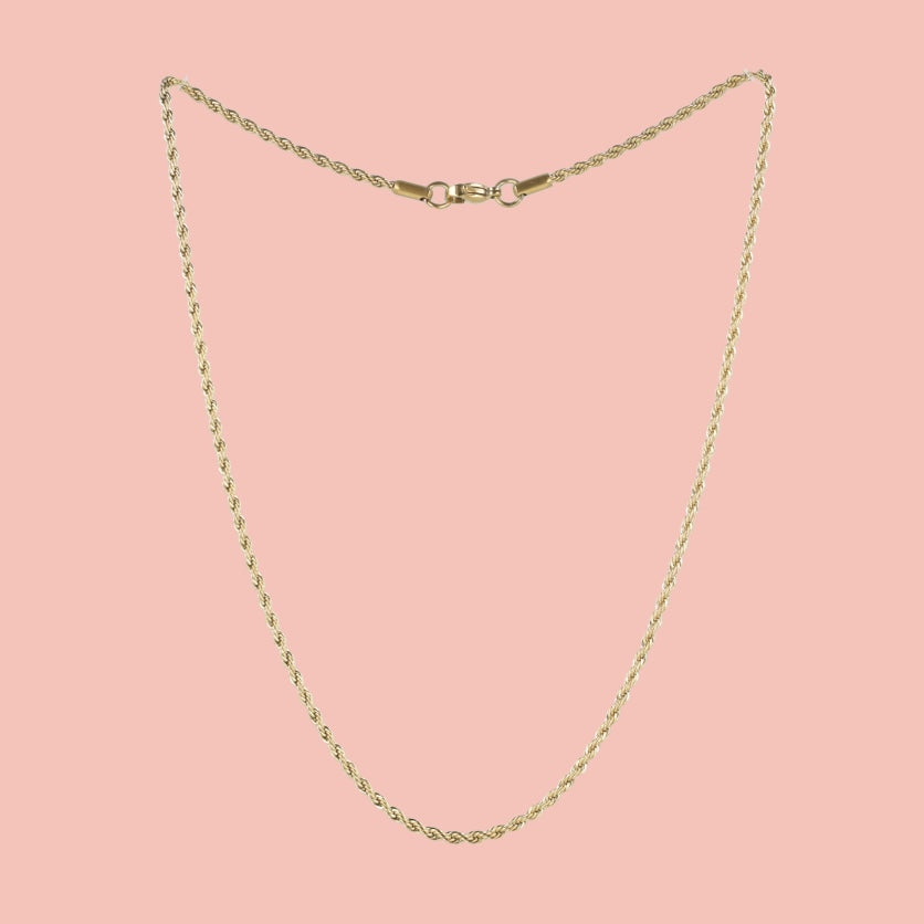 17 Inch Rope Chain Necklace (Gold Plated )