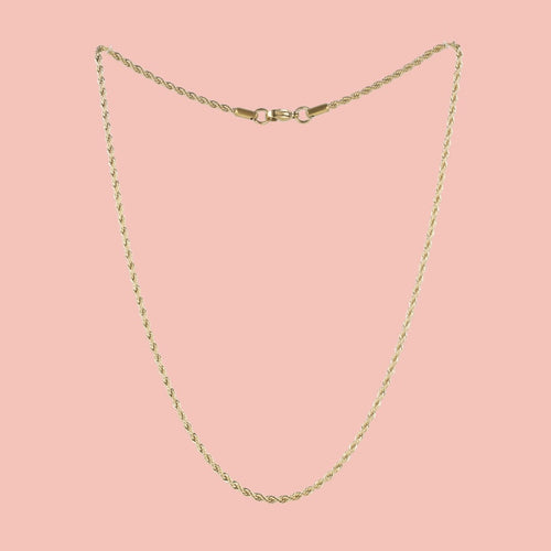 17 Inch Rope Chain Necklace (Gold Plated )