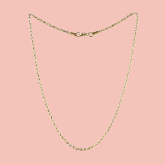 17 Inch Rope Chain Necklace (Gold Plated )
