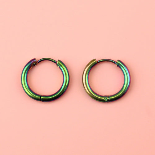 17mm Stainless Steel Hoop Earrings (Rainbow)