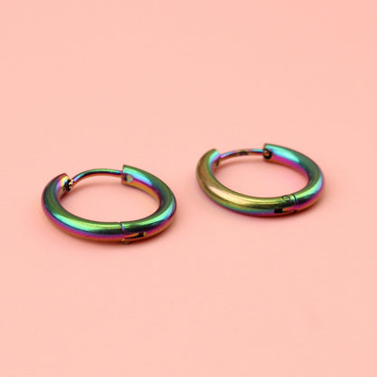 17mm Stainless Steel Hoop Earrings (Rainbow)