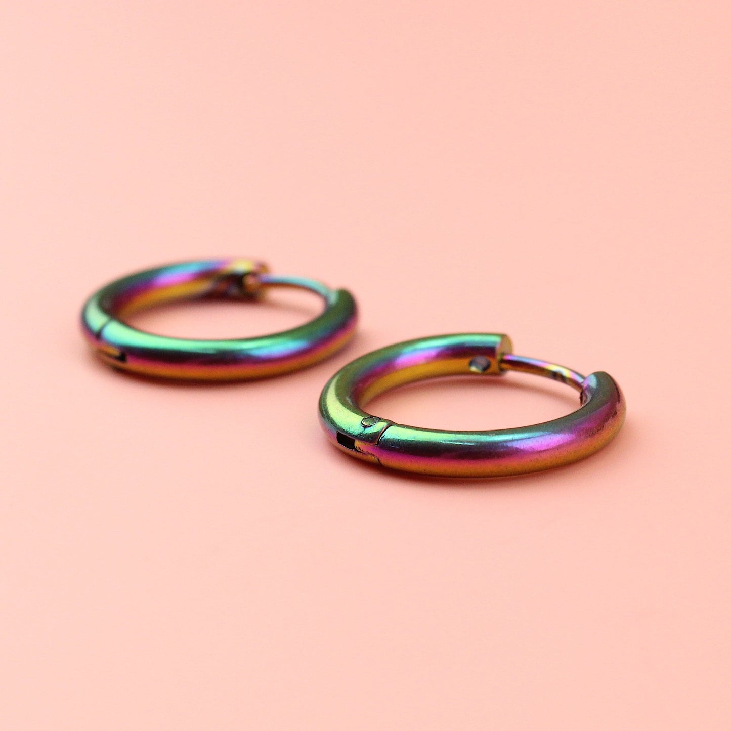 17mm Stainless Steel Hoop Earrings (Rainbow)