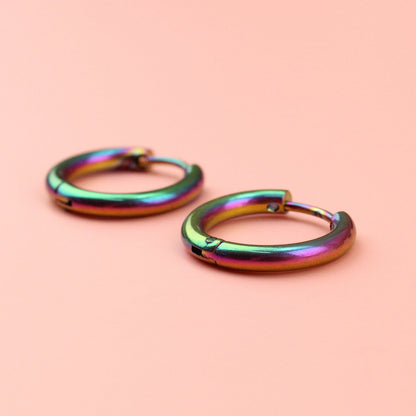 17mm Stainless Steel Hoop Earrings (Rainbow)
