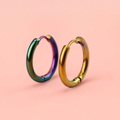 17mm Stainless Steel Hoop Earrings (Rainbow)