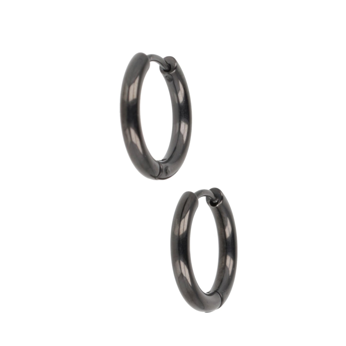 17mm Stainless Steel Hoop Earrings (Black)