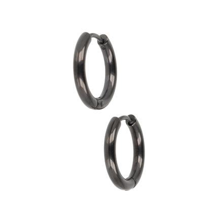 17mm Stainless Steel Hoop Earrings (Black)