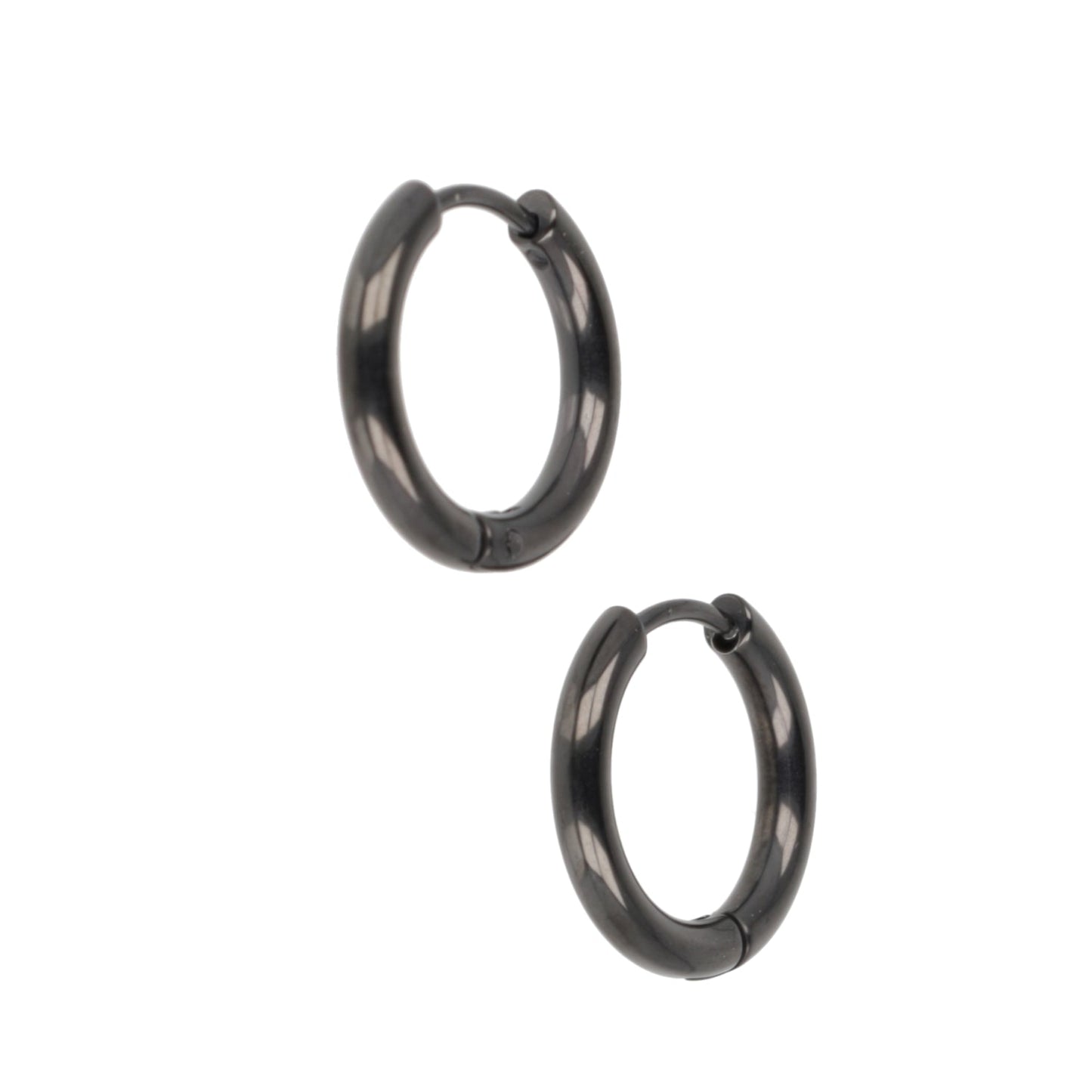 17mm Stainless Steel Hoop Earrings (Black)