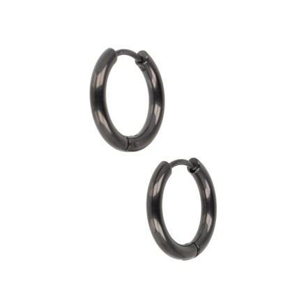 17mm Stainless Steel Hoop Earrings (Black)