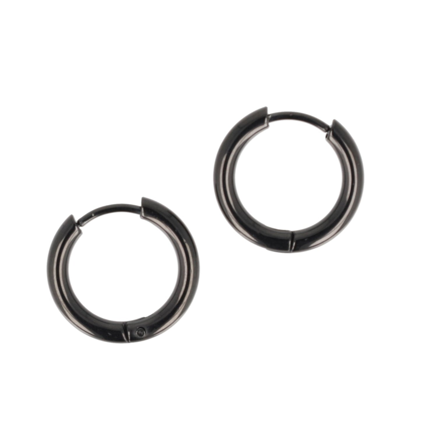 17mm Stainless Steel Hoop Earrings (Black)