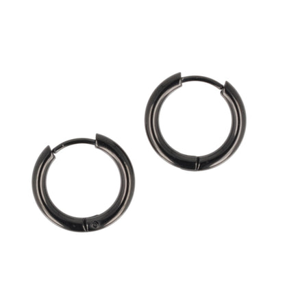 17mm Stainless Steel Hoop Earrings (Black)