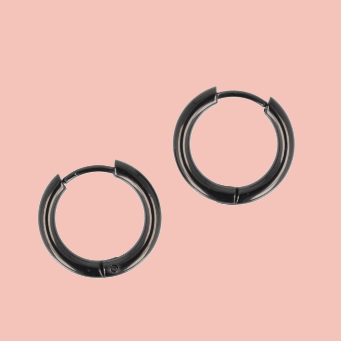 17mm Stainless Steel Hoop Earrings (Black)