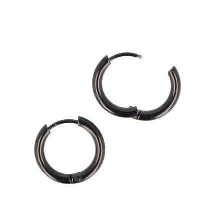 17mm Stainless Steel Hoop Earrings (Black)