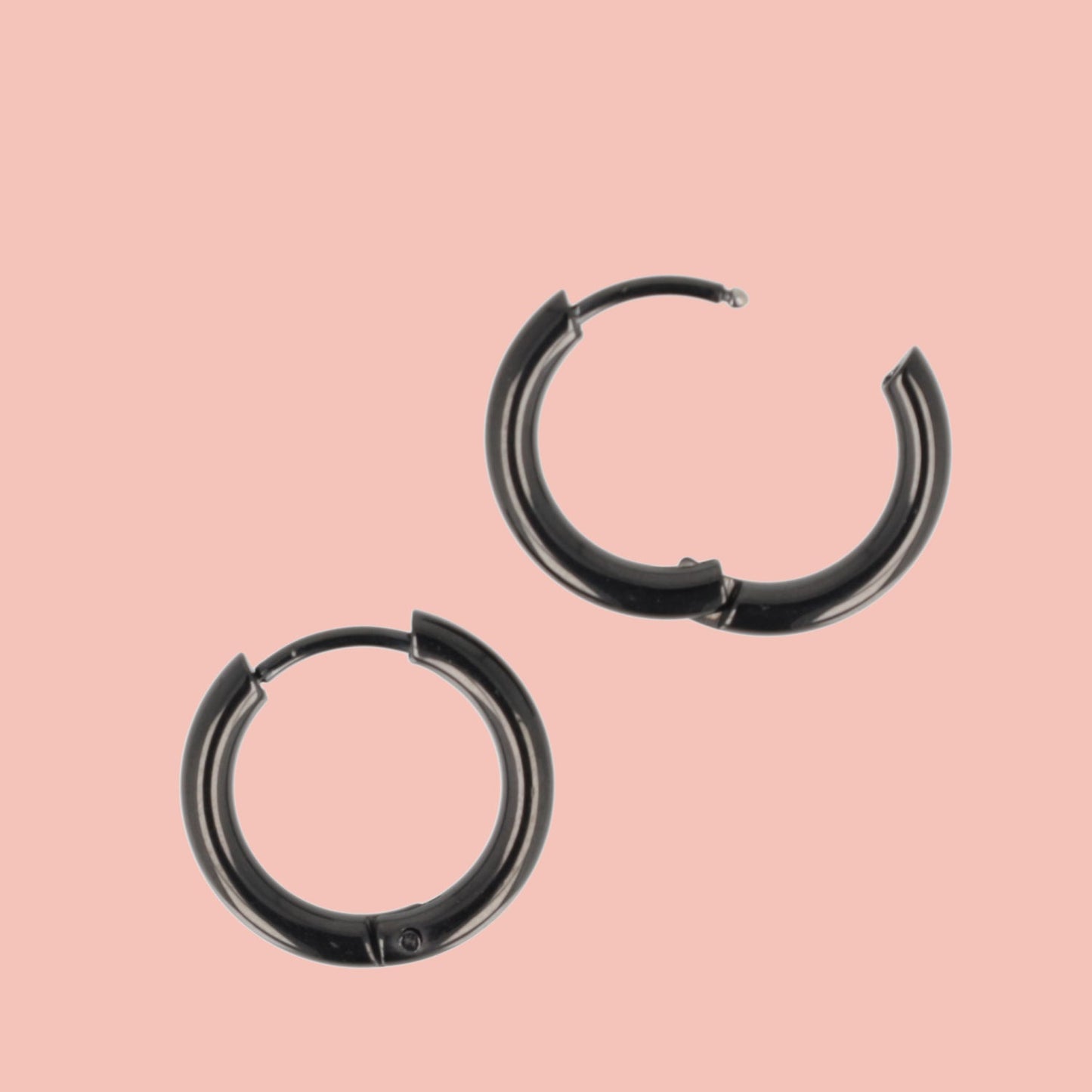 17mm Stainless Steel Hoop Earrings (Black)