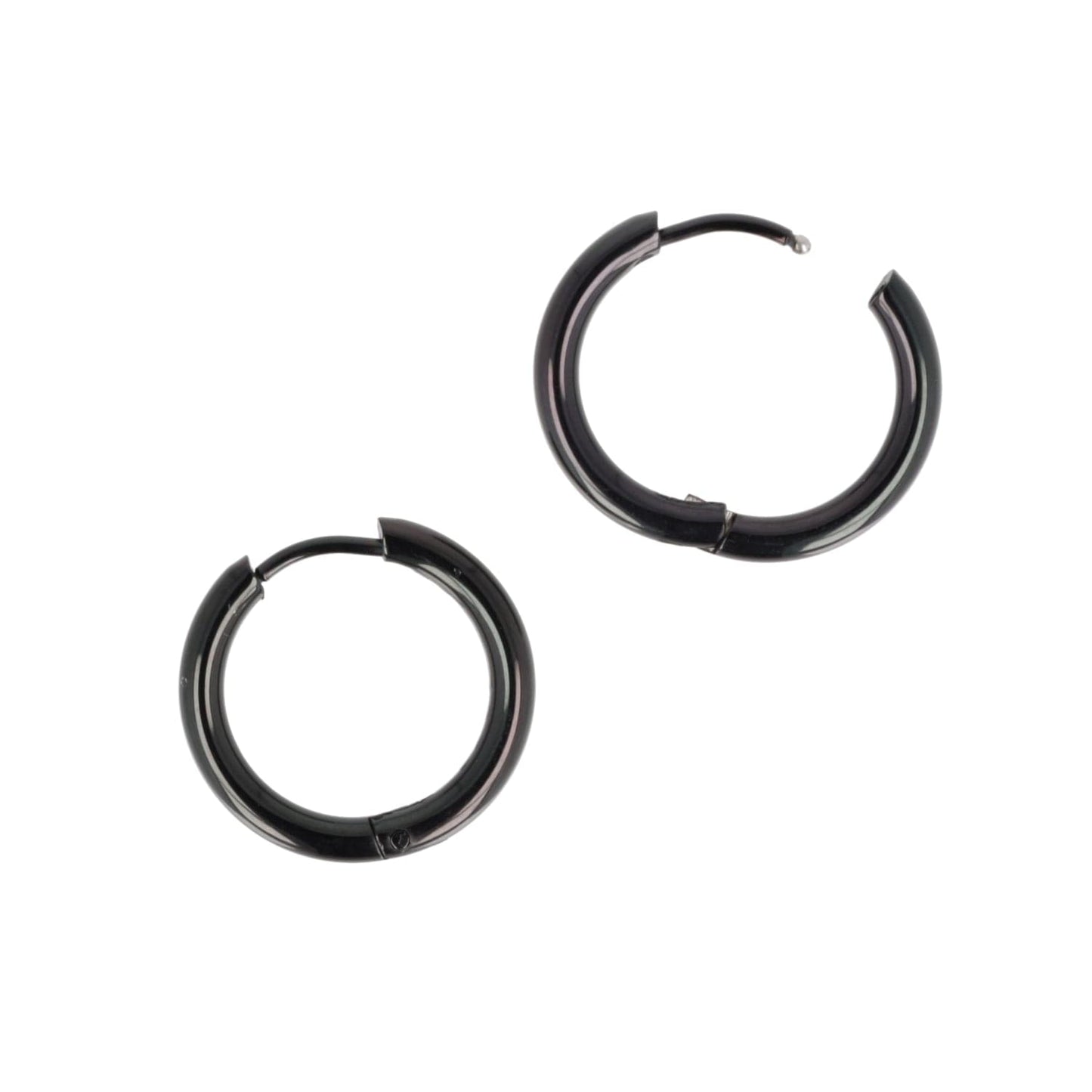 19mm Stainless Steel Hoop Earrings (Black)