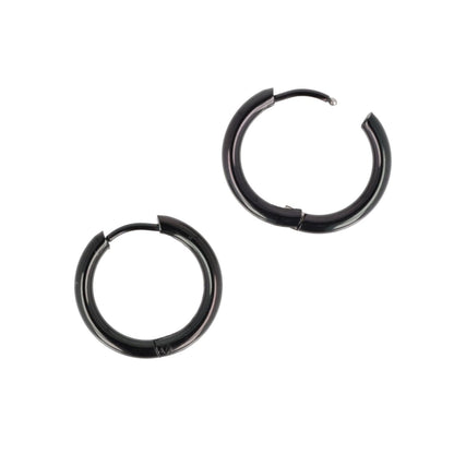 19mm Stainless Steel Hoop Earrings (Black)